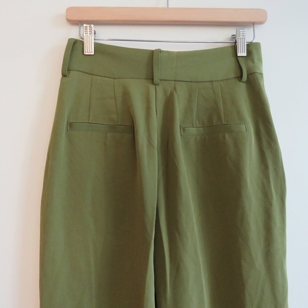 JASON WU High Rise Pleated Crepe Pants in Khaki Green Minimalist - Size US 2 - Picture 10 of 12